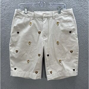 Polo Ralph Lauren Shorts Mens 34 Tan Embroidered Crest Chino Preppy AOP Y2K